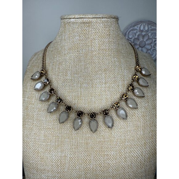 J. Crew Gold-Tone Statement Necklace With Teardrop & Round Crystal Accents - Picture 9 of 10